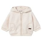 Baby Boys Ivory Fur Zip Up Hooded Top, 1, hi-res