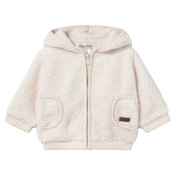 Baby Boys Ivory Fur Zip Up Hooded Top