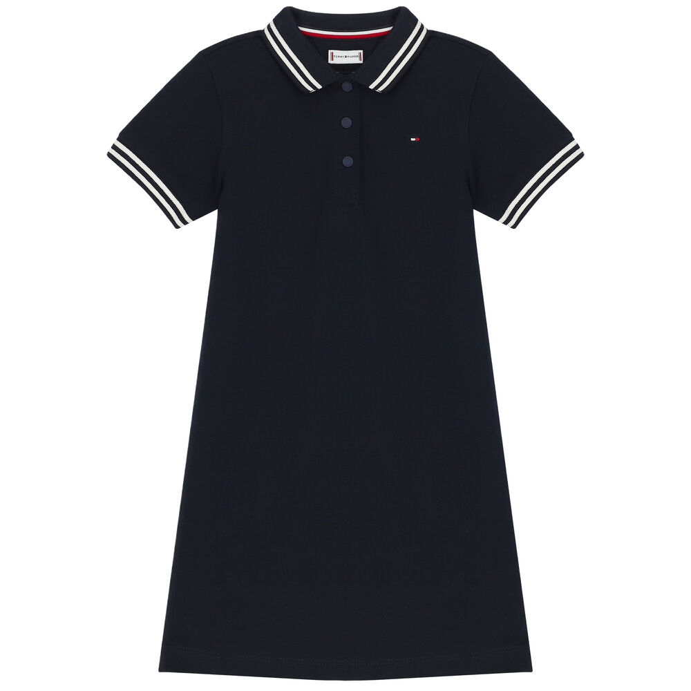 Tommy Hilfiger Girls Navy Blue Logo Polo Dress | Junior Couture