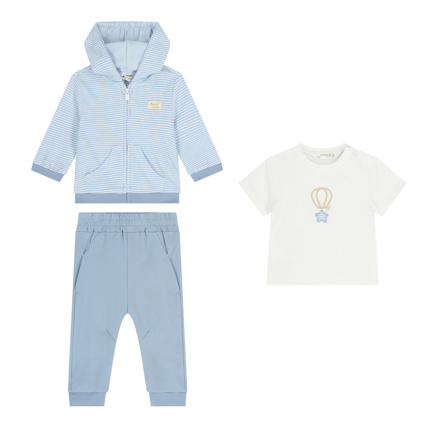 Baby Boys White & Blue 3 Piece Tracksuit, 1, hi-res