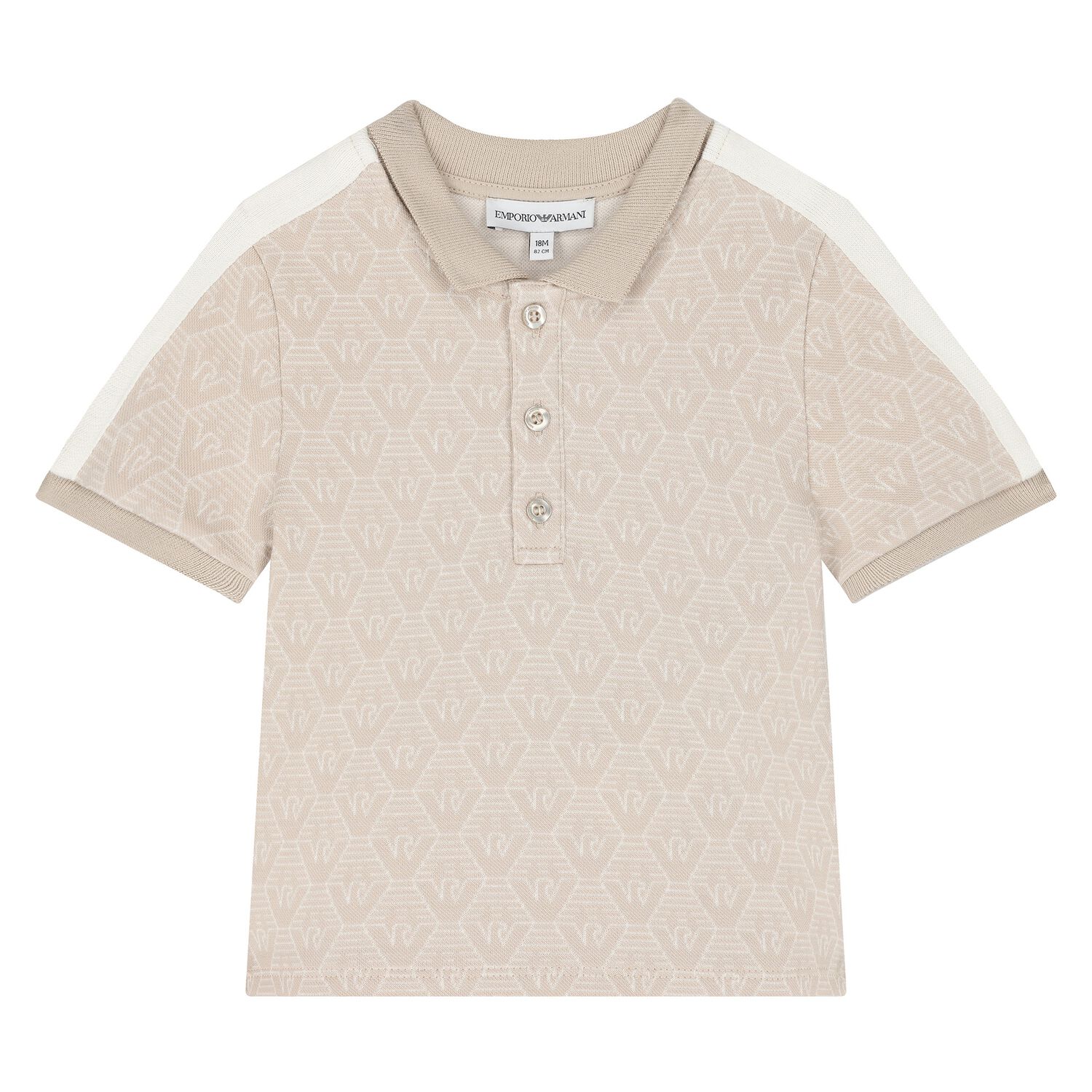 قميص بولو بشعار باللون البيج للأولاد , 1, hi-res