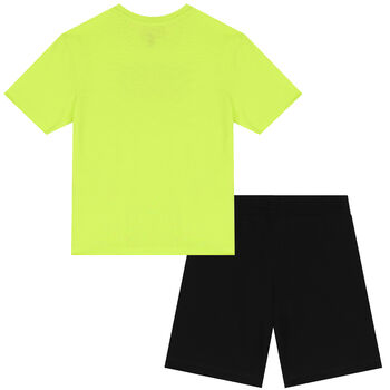 Boys Green & Black Logo Shorts Set