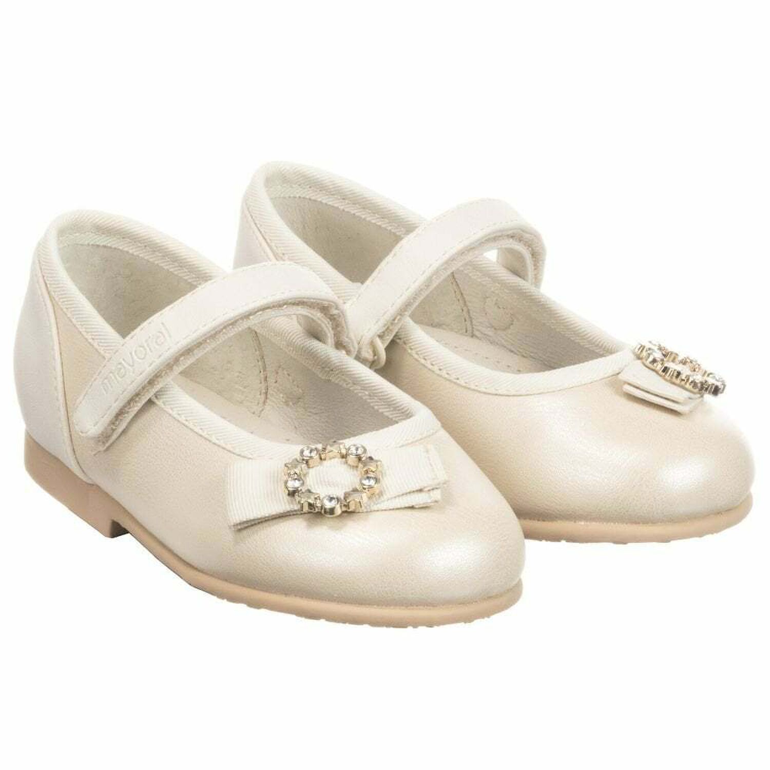 Younger Girls Ivory Ballerina Shoes, 1, hi-res image number null