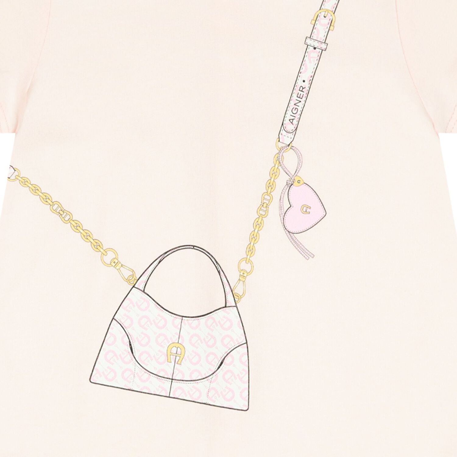Younger Girls Pink Bag Logo Dress, 3, hi-res