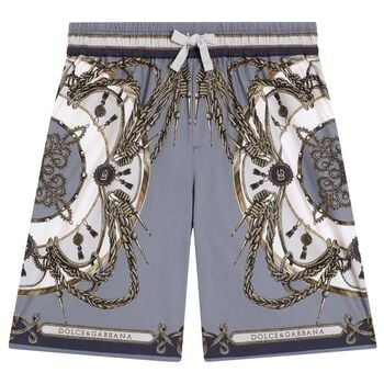 Boys Blue & Grey Logo Shorts