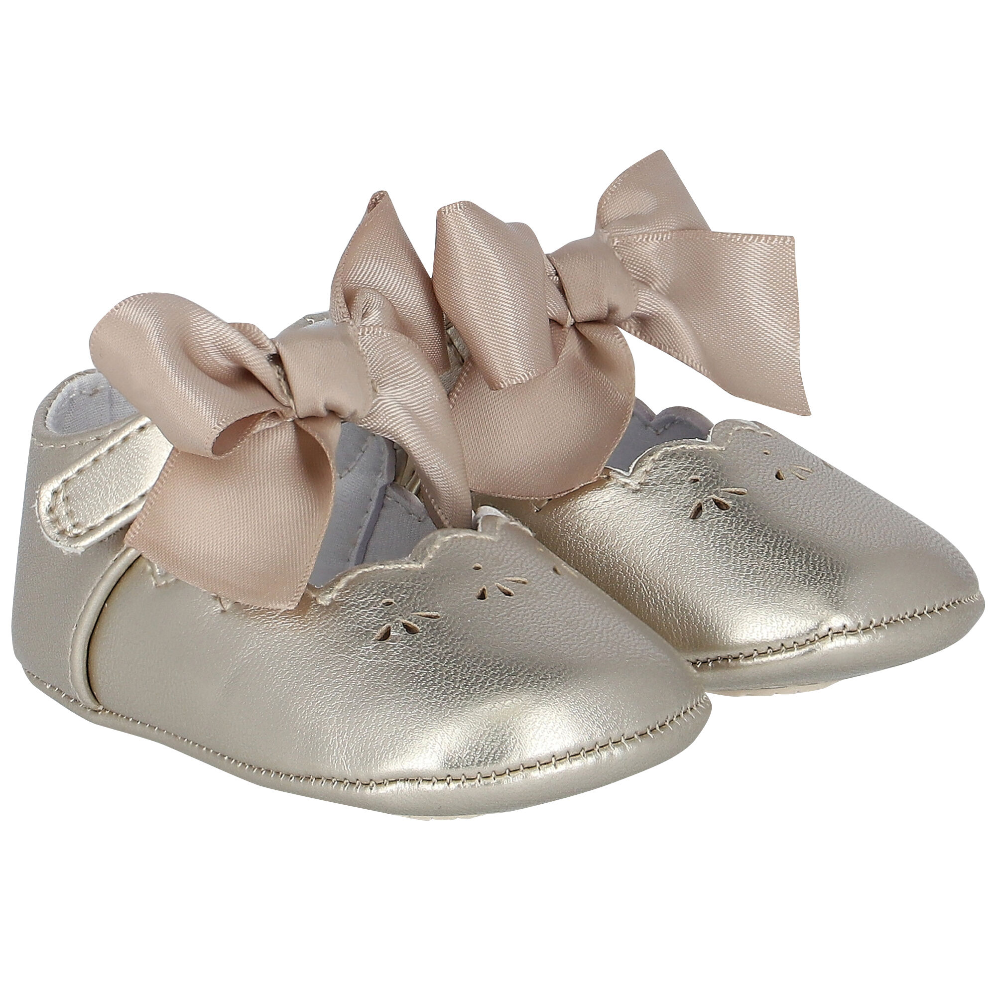 Mayoral Baby Girls Gold Bow Pre Walker Shoes Junior Couture Bahrain