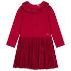 Girls Red Pleated Dress, 2, hi-res