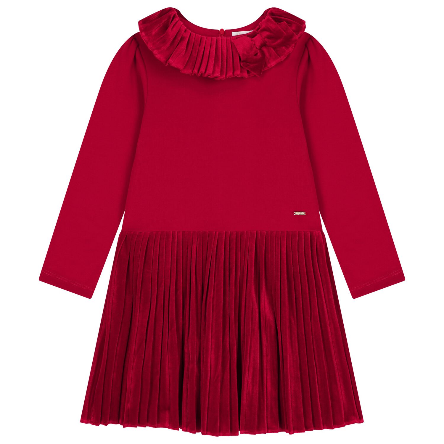 Girls Red Pleated Dress, 2, hi-res