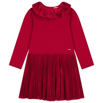 Girls Red Pleated Dress