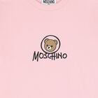 Girls Pink Teddy Bear Logo Long Sleeve Top, 4, hi-res