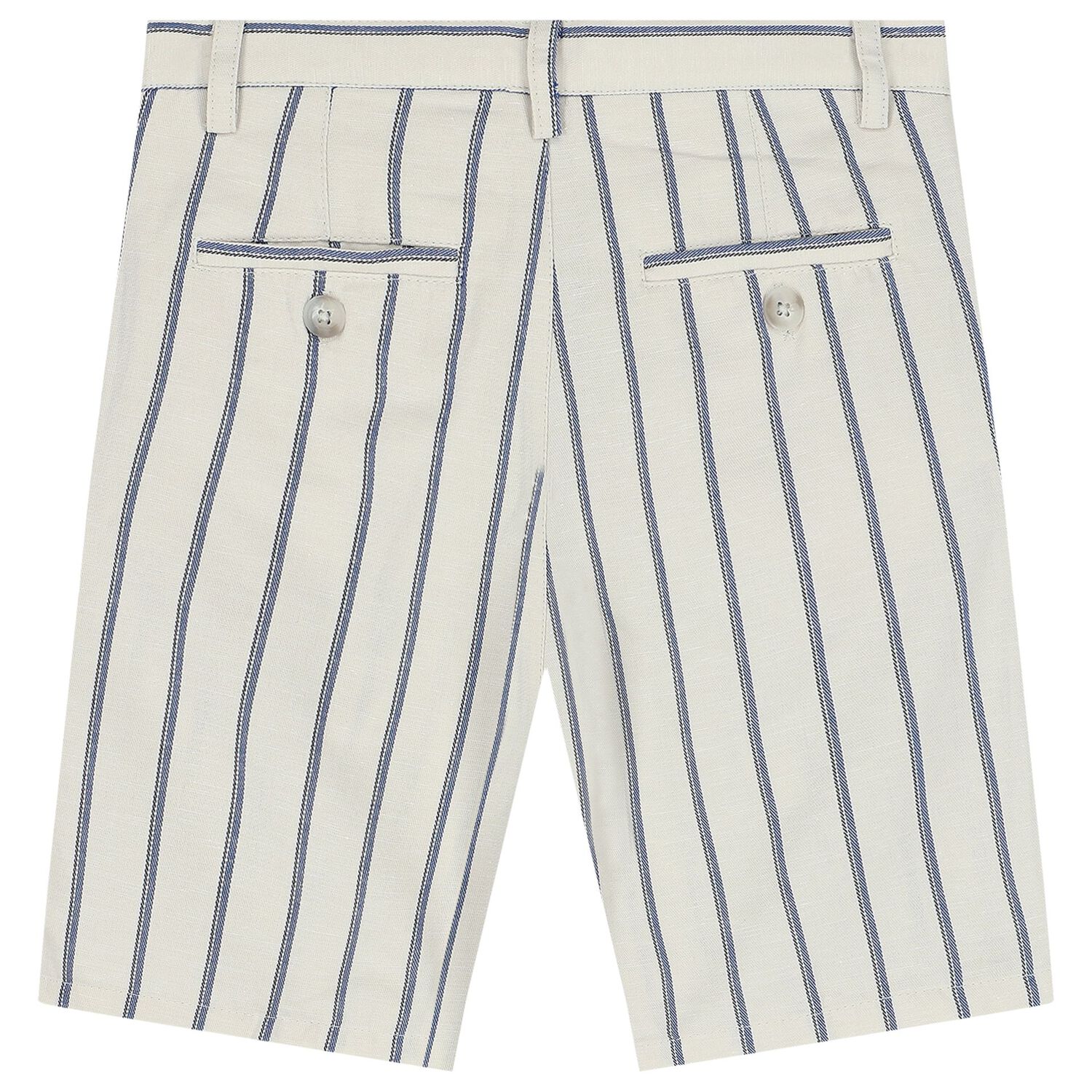Boys Ivory & Navy Blue Striped Shorts Set, 2, hi-res