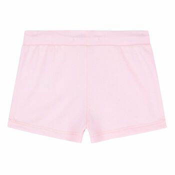 Girls Pink Holographic Logo Shorts