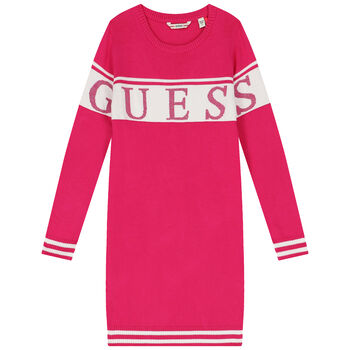 Girls Pink Logo Knitted Sweatshirt Dress