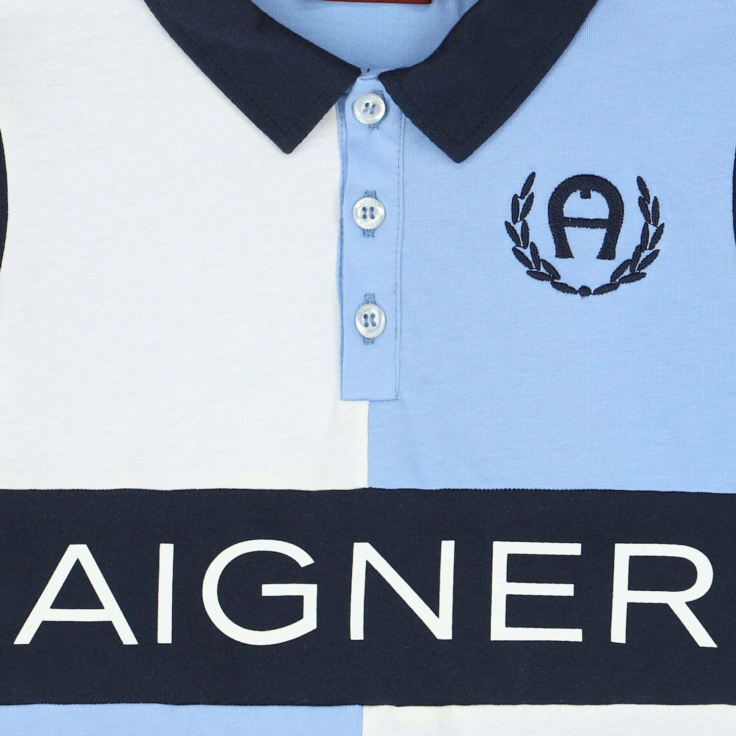 Boys Blue & White Logo Polo Shirt, 1, hi-res