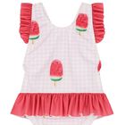 Girls Pink & Red Watermelon Swimsuit, 1, hi-res