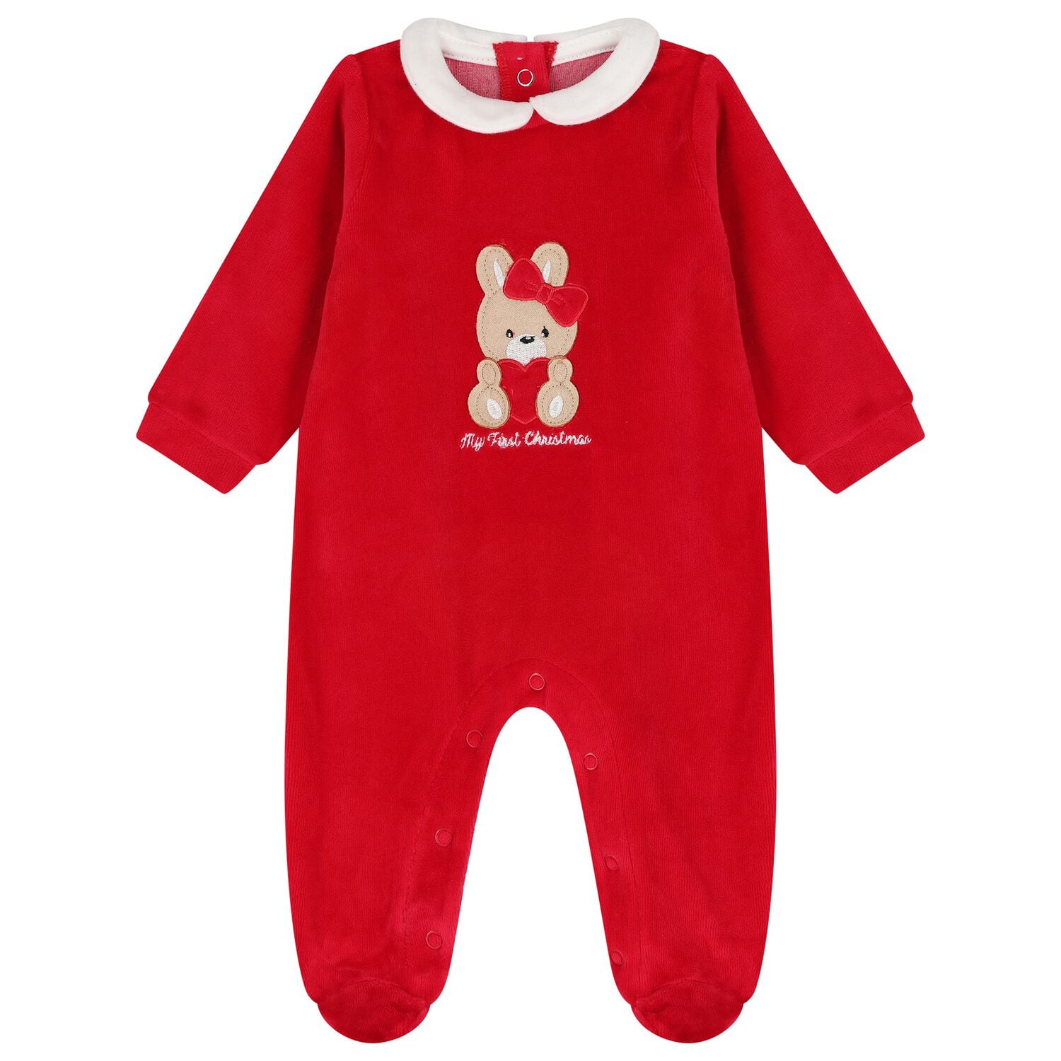 Baby Girls Red Christmas Bunny Babygrow, 1, hi-res
