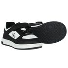 Boys Black & White Logo Trainers, 1, hi-res