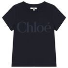 Girls Mini Me Navy Blue Logo T-Shirt, 1, hi-res