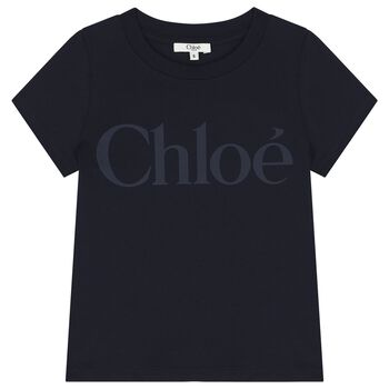 Girls Mini Me Navy Blue Logo T-Shirt