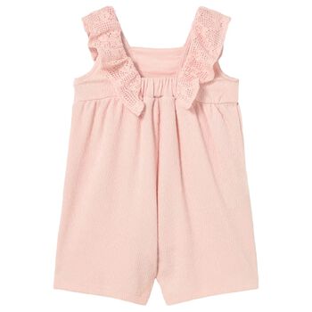 Younger Girls Pink Crotchet Jumpsuit
