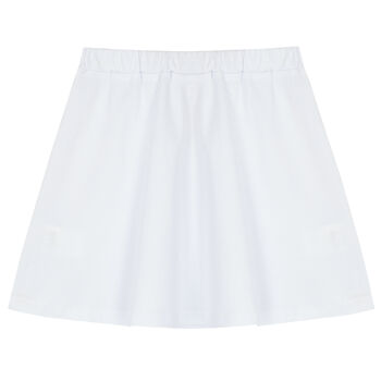 Girls White Geo Map Logo Skirt