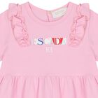 Younger Girls Pink Logo Ruffled Dress, 1, hi-res