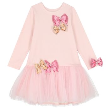 Girls Pink Bow Dress