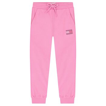 Girls Pink Embellished Logo Joggers