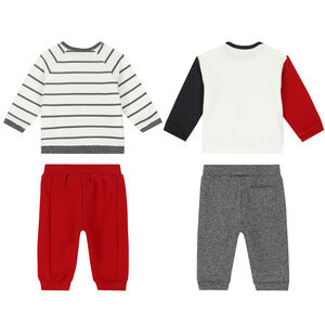 Baby Boys Ivory, Red, & Grey Trousers Set ( 2-Pack ) 