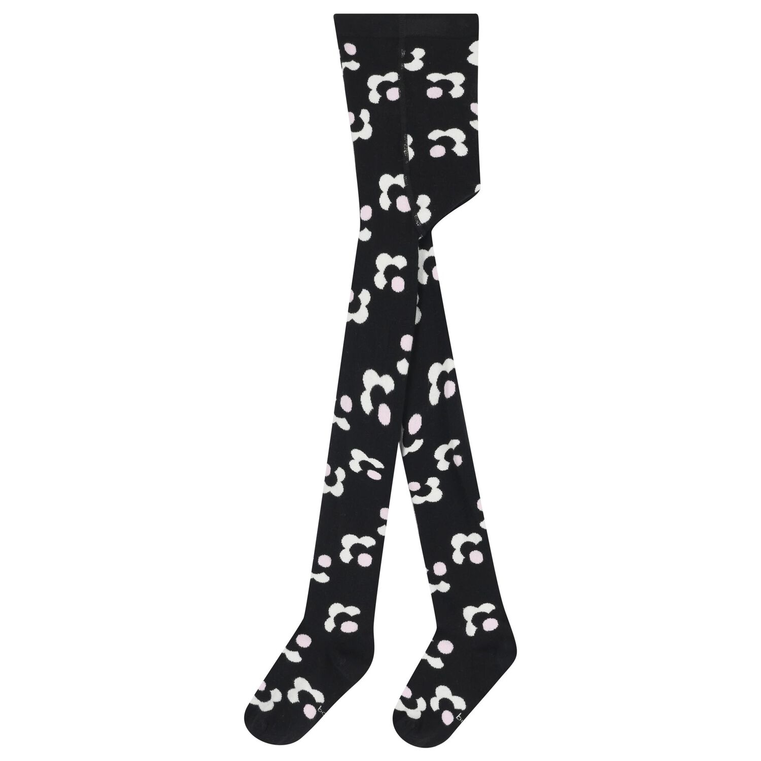 جوارب بنقشة الزهور باللون الاسود للبنات, 1, hi-res