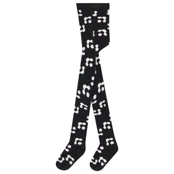Girls Black Floral Tights