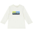 Younger Boys Ivory Logo Long Sleeve Top, 1, hi-res