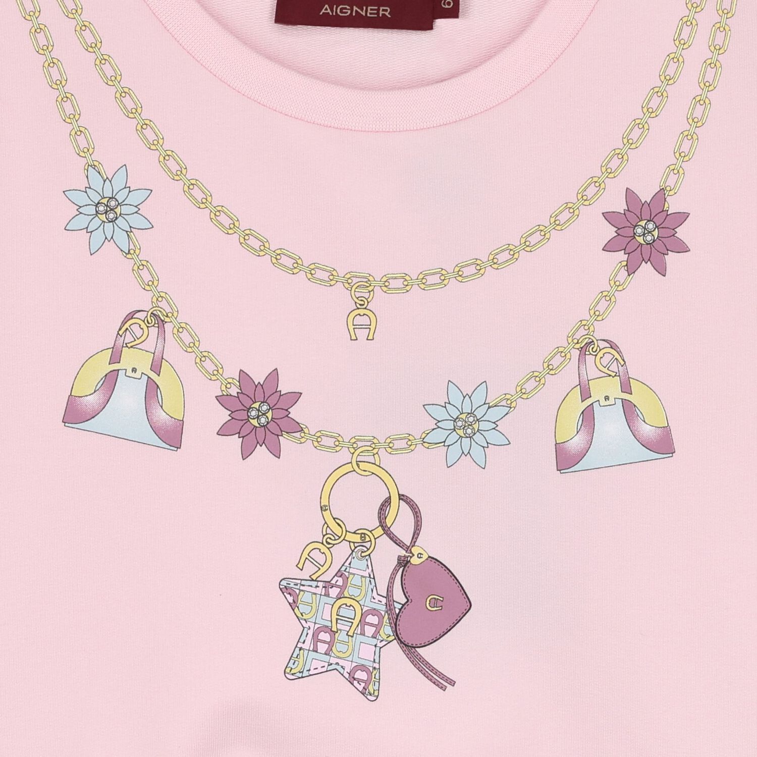 Girls Pink Necklace Logo Dress, 2, hi-res