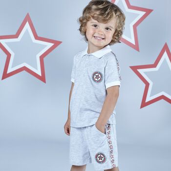 Boys Grey Polo Short Set