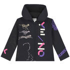 توب بسحاب بالشعار باللون الرمادى للبنات, 1, hi-res