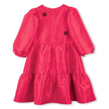 Girls Pink Flower Tiered Dress