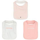 Baby Girls Pink & White Logo Bibs (3-Pack), 1, hi-res