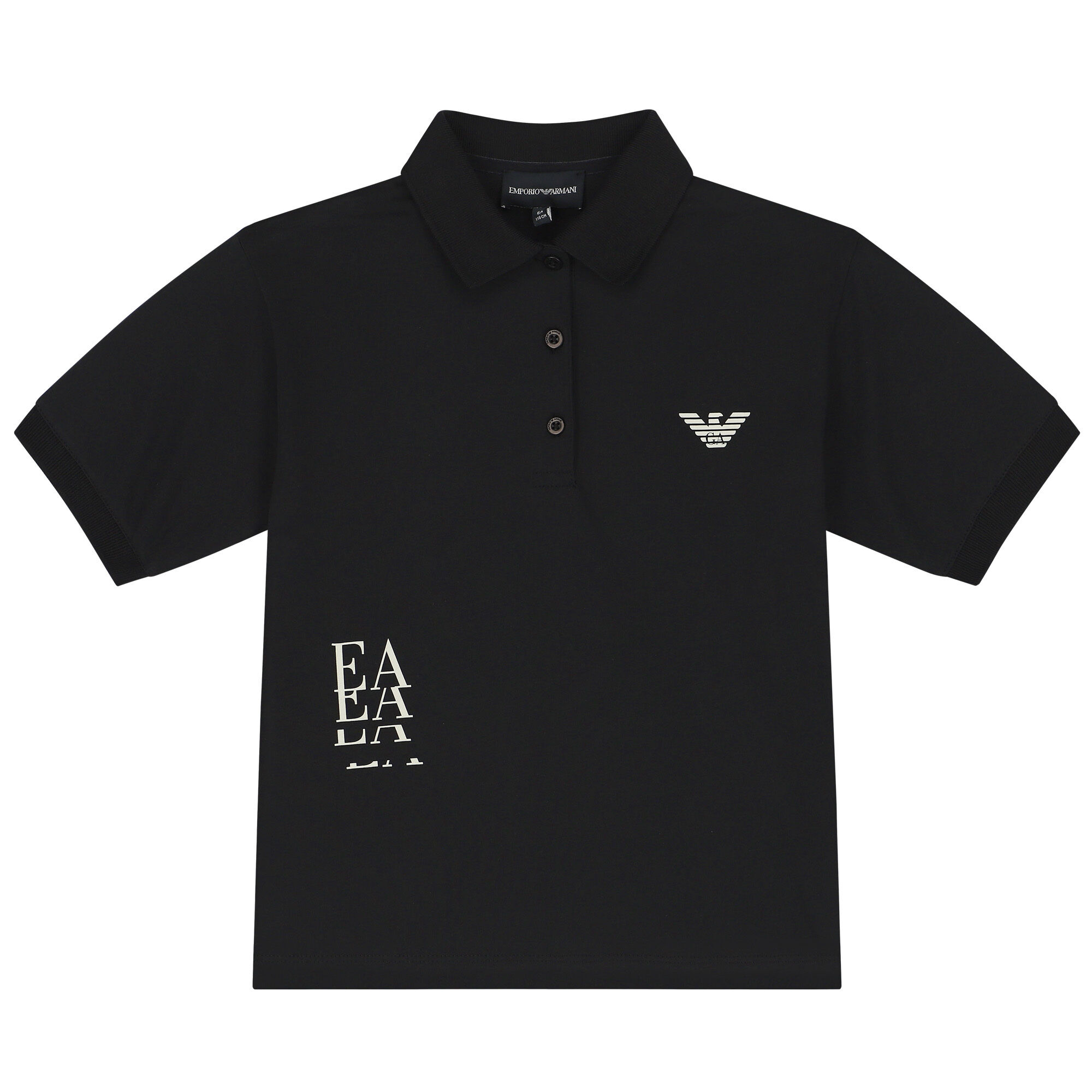 Emporio Armani Boys Black Logo Polo Shirt Junior Couture USA