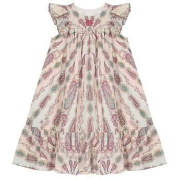 Girls Muti-Coloured Embroidered Paisley Dress