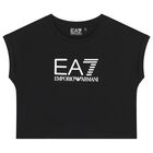 Girls Black Logo Shorts Set, 1, hi-res