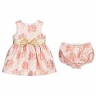Baby Girls Pink Jacquard Dress, 1, hi-res