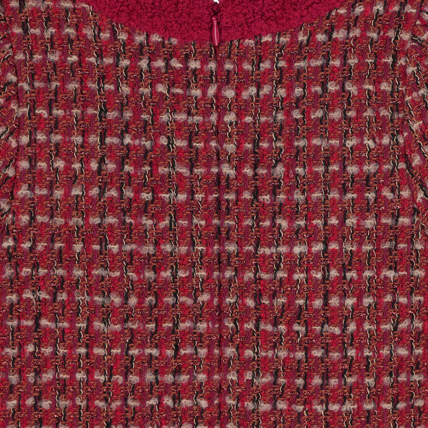 Girls Burgundy Tweed & Boucl&eacute; Dress, 1, hi-res
