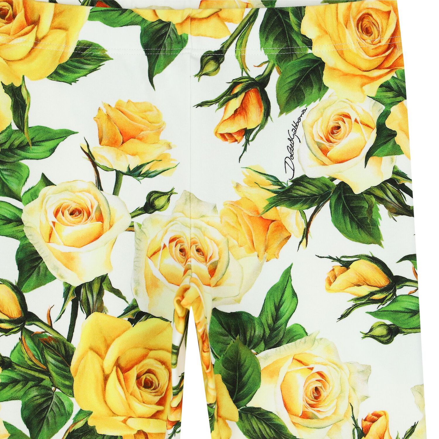 Girls Yellow & White Floral Leggings, 1, hi-res image number null
