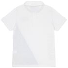 Boys White Logo Polo Shirt, 1, hi-res