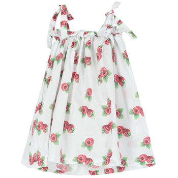 Girls White Raspberries Beach Dress