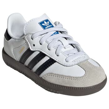 Younger White & Black Logo Samba Trainers