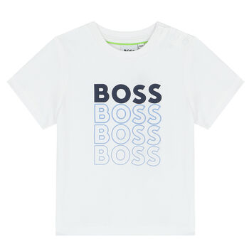 Younger Boys White Logo T-Shirt