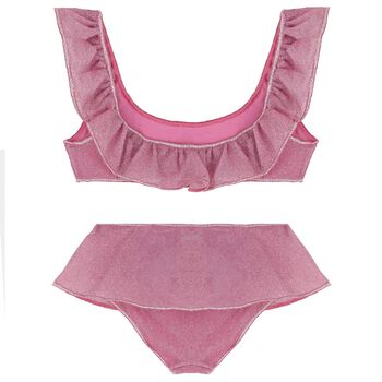 Girls Pink Lumiere Ruffle Bikini