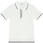 Boys White Logo Polo Shirt, 2, hi-res