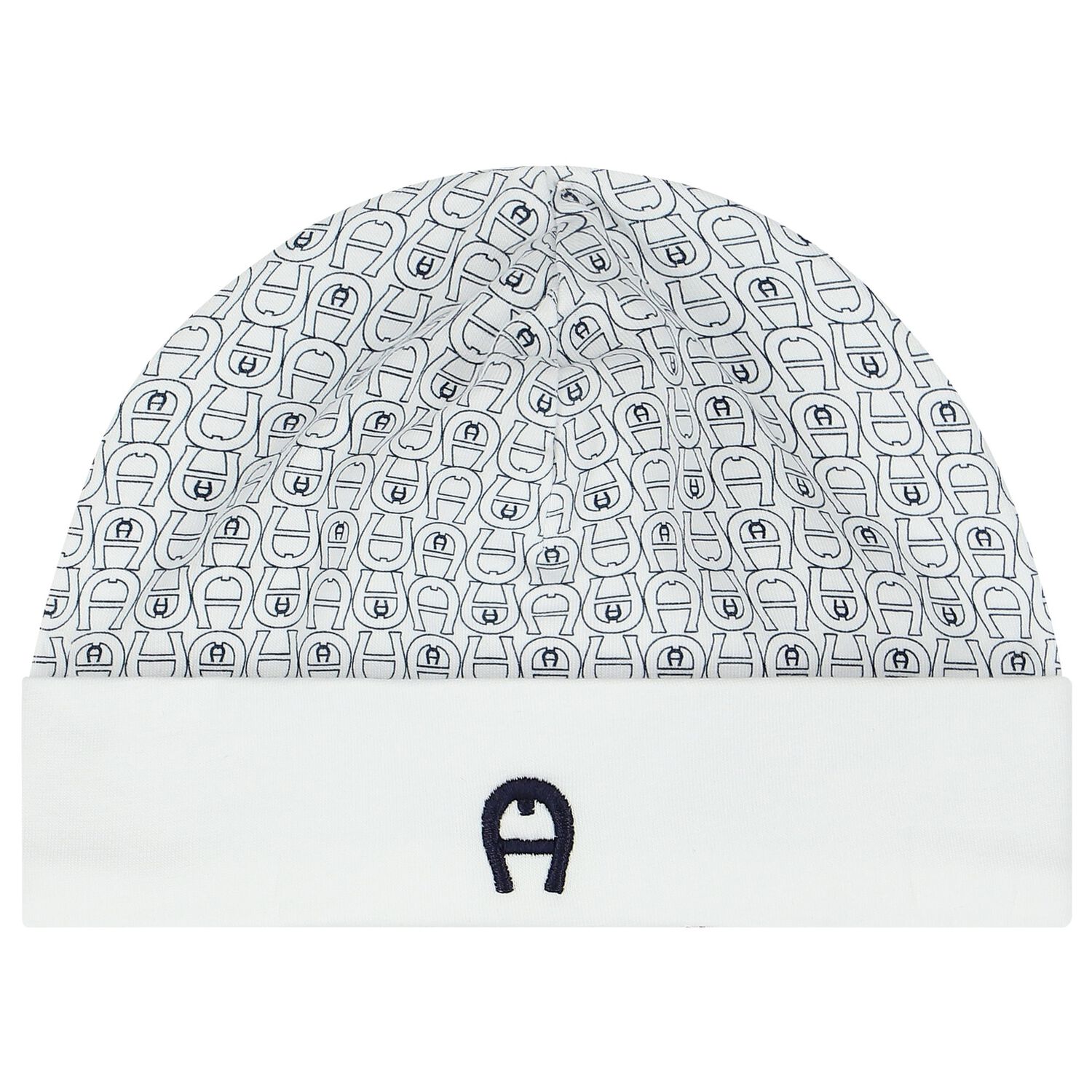 Baby Boys White & Navy Blue Logo Hat, 1, hi-res image number null